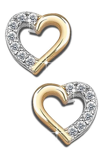 Limana Paar Ohrstecker 925 Sterling Silber Gold Herz 2 farbig Herzohrringe günstig online kaufen