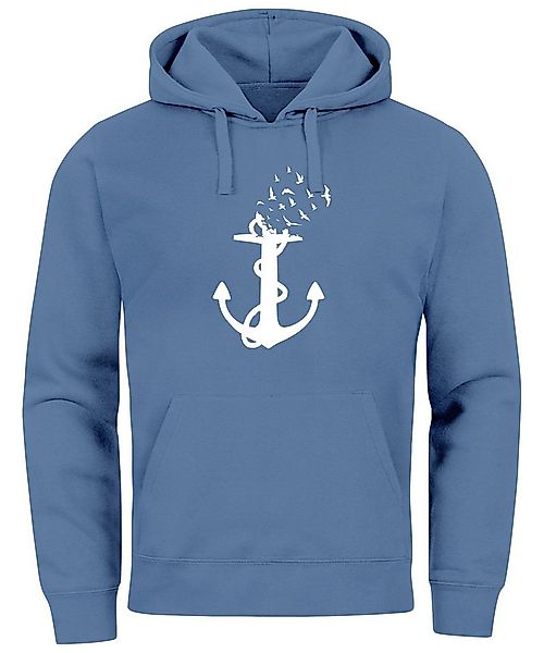 Neverless Hoodie Hoodie Herren Print Aufdruck Trend Anker Vögel Motiv Norde günstig online kaufen