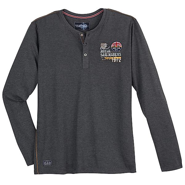 redfield Langarmshirt Redfield XXL Henley-Longsleeve anthrazit günstig online kaufen