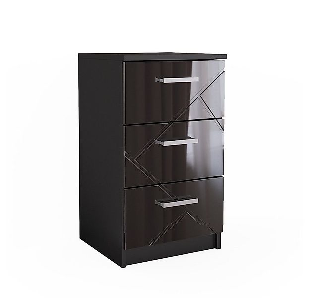 Vicco Nachtschrank Irma, Schwarz Hochglanz, 37.6 x 66 cm günstig online kaufen