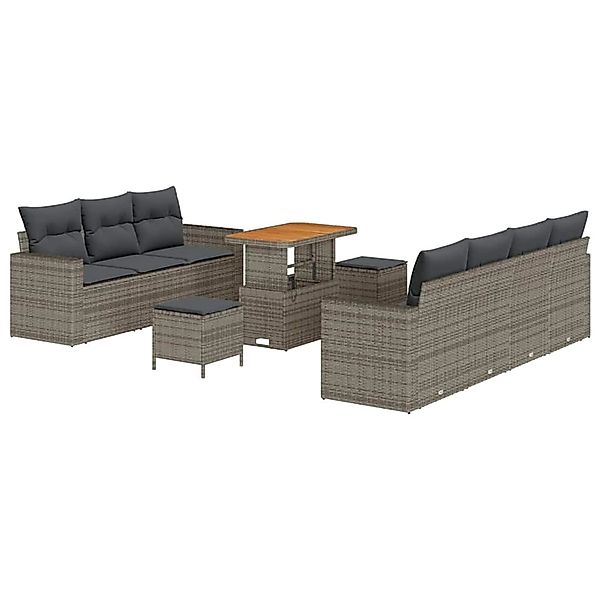 vidaXL Garten-Sofa-Set 10-Tlg Grau Poly Rattan 3361583 günstig online kaufen