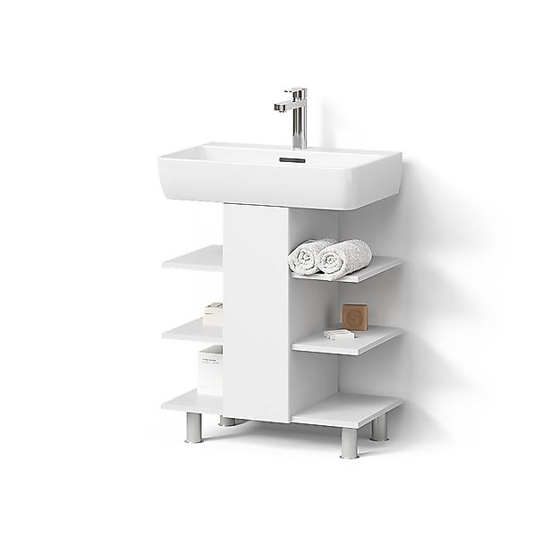 Livinity® Waschbeckenunterschrank Fucino, Weiß, 60 x 70 cm mit 6 Ablage günstig online kaufen