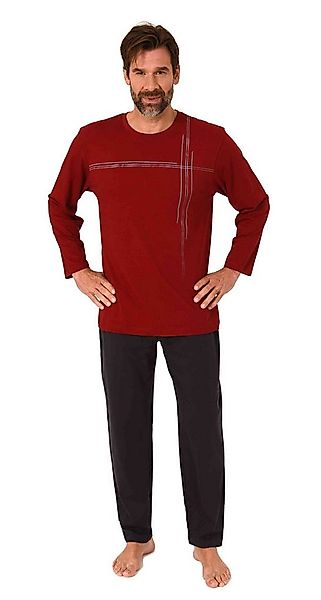 Normann Pyjama Normann Herren langarm Schlafanzug mit Frontprint in zeitlos günstig online kaufen