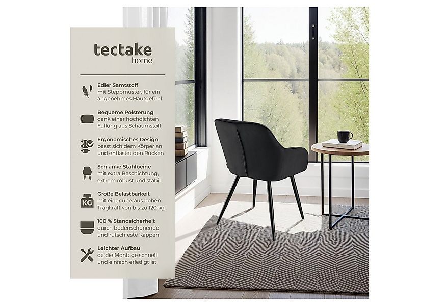tectake Esszimmerstuhl Stuhl Marilyn, Samtoptik, gesteppt (Set, 6 St), Extr günstig online kaufen