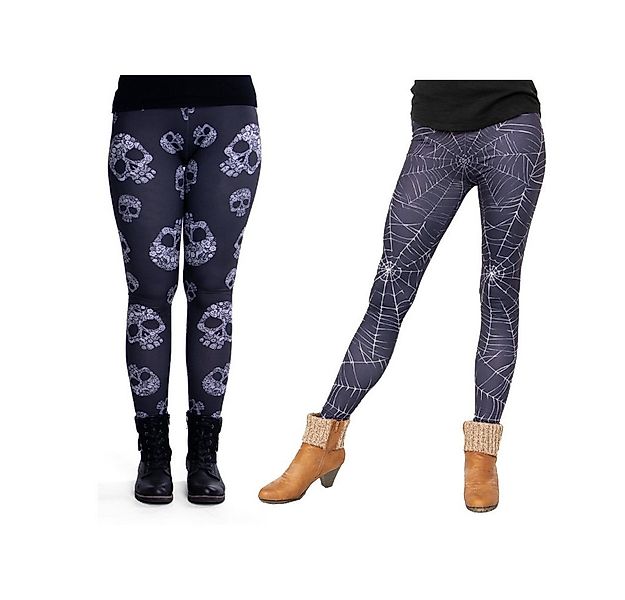 cosey Leggings Leggings Set Halloween M-L Totenschädel & Spinnweben (Leggin günstig online kaufen