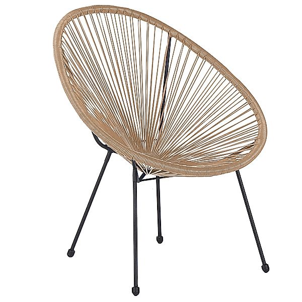 Beliani Cocktailsessel Naturfarben Beige Schwarz 90x70x87 günstig online kaufen