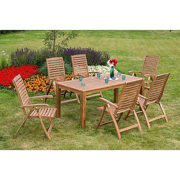 Gartenmöbel-Set Paraiba 7-tlg. Braun inkl. Tisch 185 cm x 90 cm günstig online kaufen