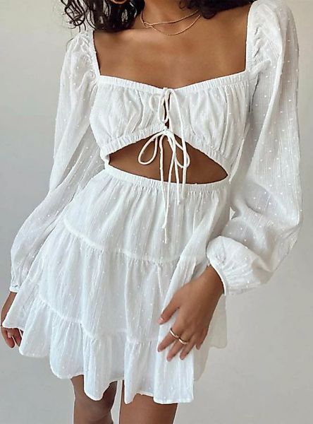 RUZU UG Dirndl Kurzes weißes Kleid mit langen Ärmeln und Schnürung (1-tlg) günstig online kaufen