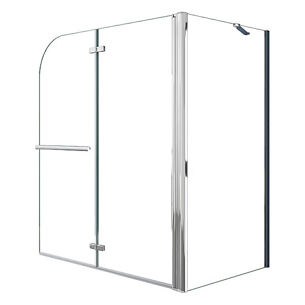 AICA 95x140cm Badewannenaufsatz 2-tlg. Faltwand mit 80cm Seitewand Nano-Gla günstig online kaufen