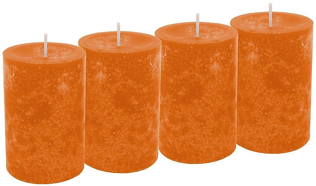ZauberDeko Stumpenkerze 4 Kerzen Stumpenkerzen Safran Orange Herbst Advent günstig online kaufen