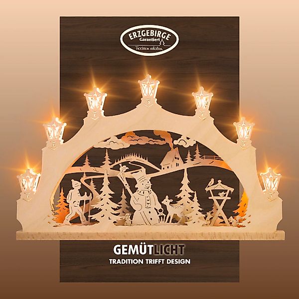 Weigla Schwibbogen "Schneemann im Wald, Lichterbogen aus Holz, NATUR, Made günstig online kaufen