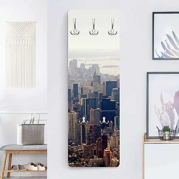 Wandgarderobe Holzpaneel Der Morgen in New York günstig online kaufen