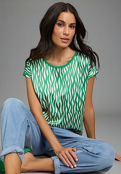 Laura Scott Shirtbluse gemustert und gestreift, femininer Stil, Rundhalsaus günstig online kaufen