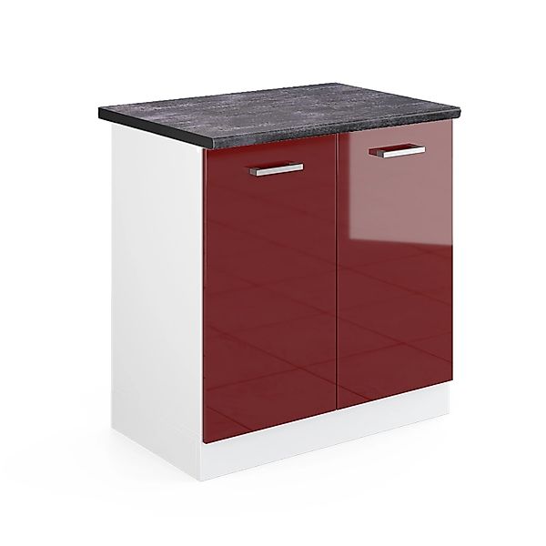 Vicco Spülenunterschrank R-Line Bordeaux Hochglanz/Weiß 80 cm AP Anthrazit günstig online kaufen