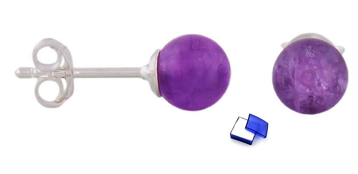 unbespielt Paar Ohrstecker Ohrringe Amethyst ca. 6 mm 925 Silber inklusive günstig online kaufen