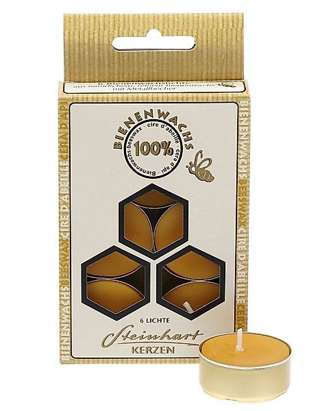 Steinhart Kerzen Teelicht 100% Bienenwachs Teelichte in Aluhülle 6er-Pack günstig online kaufen