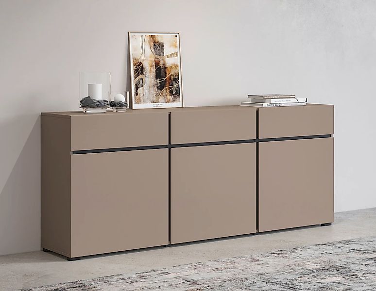 INOSIGN Kommode "Cross,Breite 180 cm, moderne grifflose Kommode,3 Türen/3 S günstig online kaufen