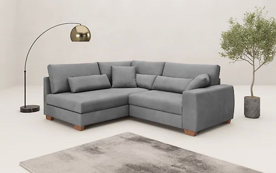 Mr. Couch Ecksofa »Hilla L-Form« Mit Federkern, wahlweise mit Bettfunktion günstig online kaufen