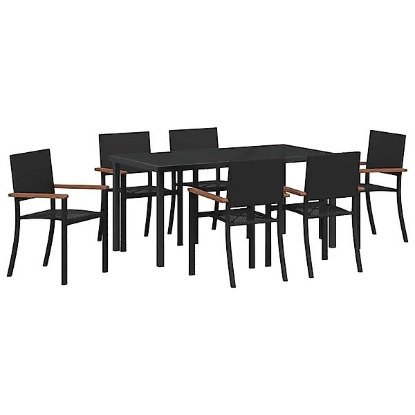vidaXL Garten Essgruppe 7-Tlg Schwarz Poly Rattan 3379419 günstig online kaufen