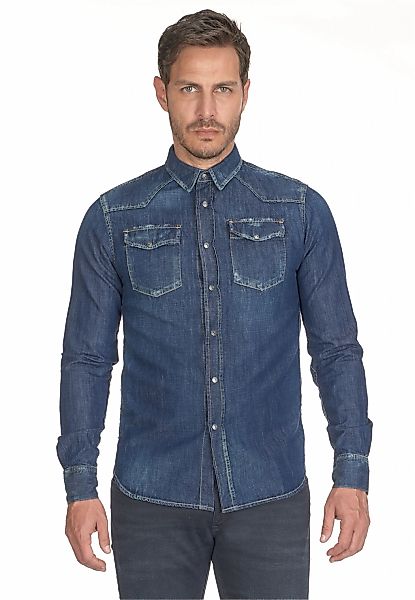 Le Temps Des Cerises Jeanshemd "JUANITO" mit abgenähter Schulterpartie günstig online kaufen