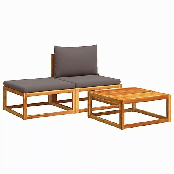 vidaXL Loungesofa 3-tlg. Garten-Sofagarnitur mit Kissen Massivholz, 1 Teile günstig online kaufen