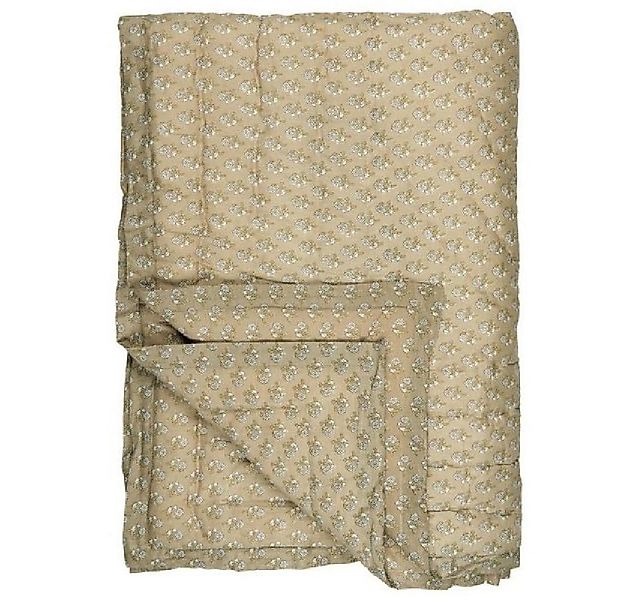 Wohndecke Ib Laursen Decke Quilt Aida Staubig Grün mit Weißen Blumen (130x1 günstig online kaufen
