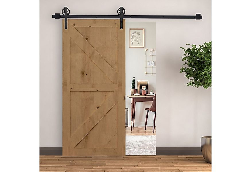 HOMCOM Türbeschlag 200 cm, mit Schienen, Rollen, Schienenstopper, Bodenbloc günstig online kaufen