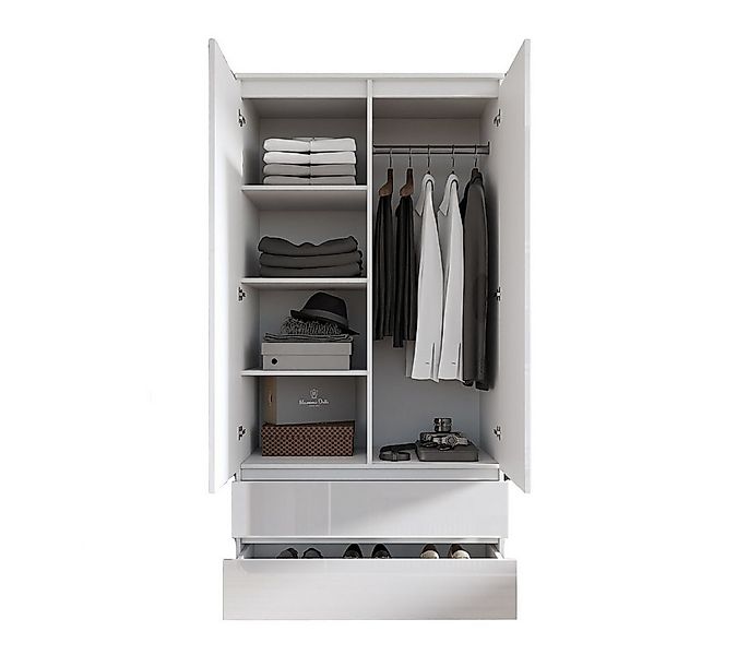 Furnica Kleiderschrank weiß matt Garderobe, 2 Türen und 2 Schubladen H180cm günstig online kaufen