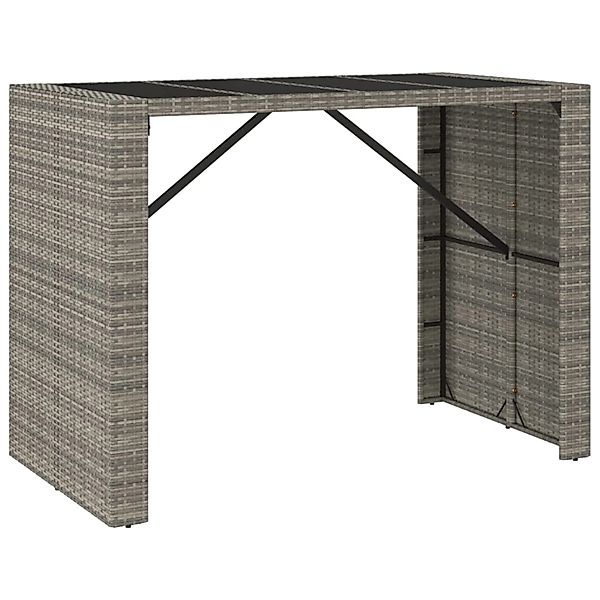 vidaXL Bartisch mit Glasplatte Grau 145x80x110 cm Poly Rattan 362598 günstig online kaufen