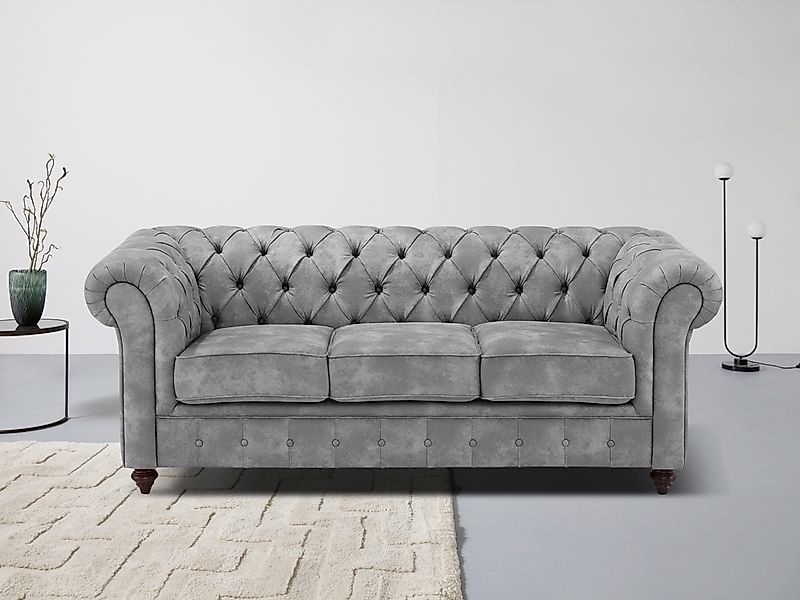 Home affaire Chesterfield-Sofa »Chesterfield 3-Sitzer B/T/H: 198/89/74 cm«, günstig online kaufen