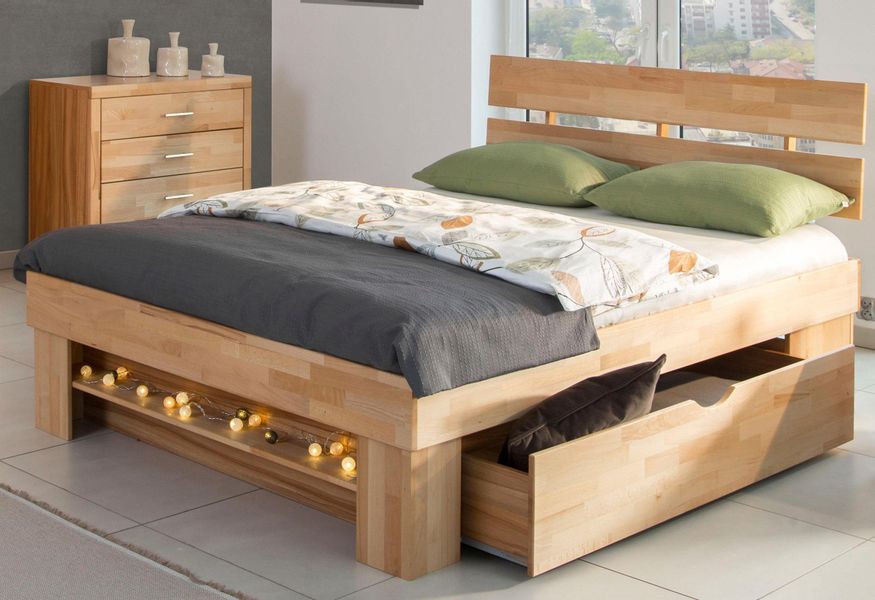 Home affaire Stauraumbett "Triest" aus FSC-zertifizierter massive Buche günstig online kaufen