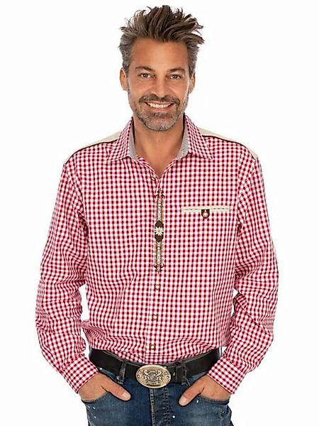 OS-Trachten Karohemd Karo Langarmhemd BAVARIA rot (Regular Fit) günstig online kaufen