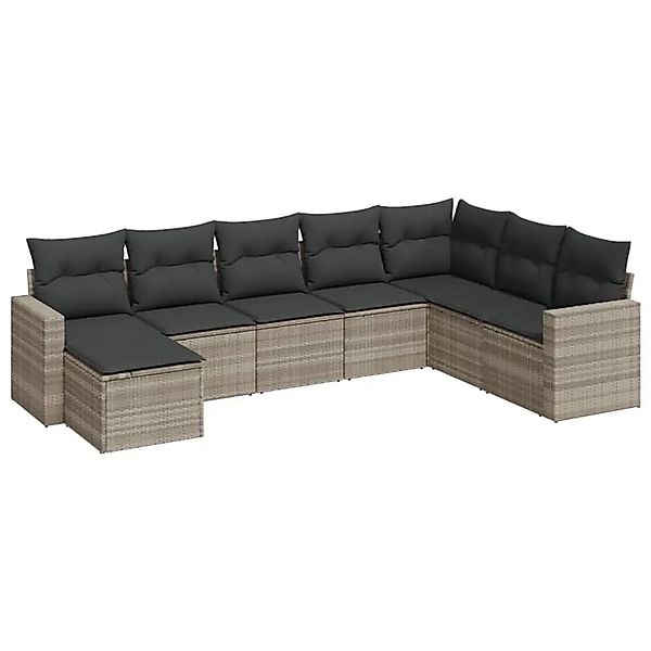 vidaXL 8-Tlg Garten-Sofagarnitur mit Kissen Hellgrau Poly Rattan 3251699 günstig online kaufen