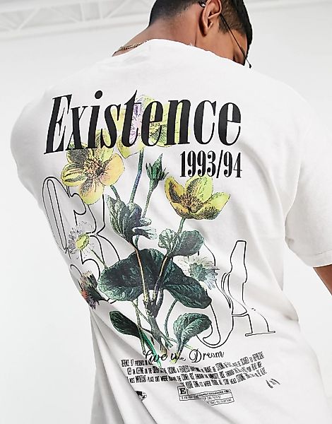 Topman – Oversize-T-Shirt mit „Existence“-Print vorne und hinten in Weiß günstig online kaufen