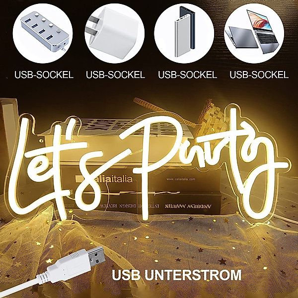 Sunicol LED Wandleuchte Let's Party Neonschild, günstig online kaufen
