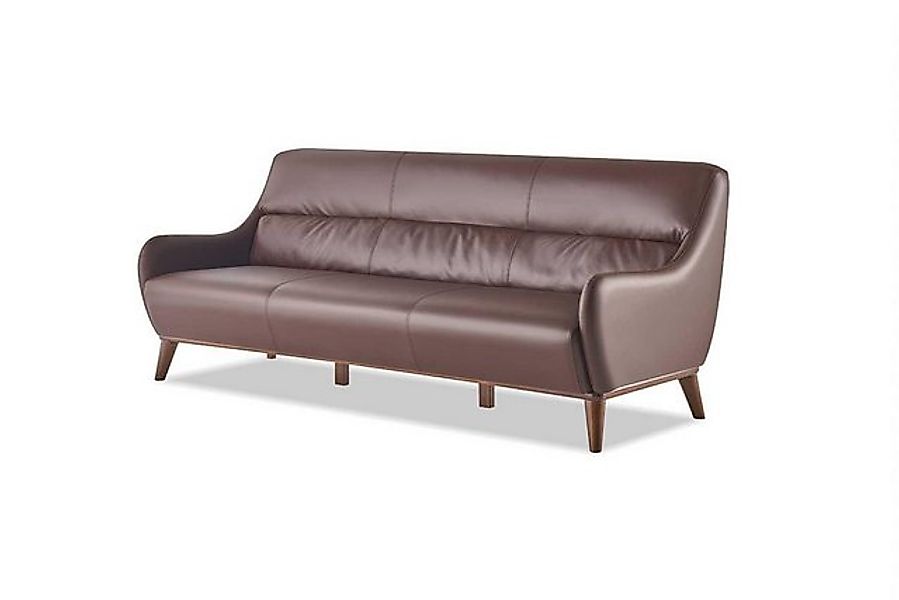 JVmoebel 3-Sitzer Sofa 3-Sitzer Braun Couch Ledersofa Holz Leder Klassisch günstig online kaufen