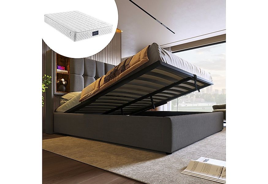 STILVORA Polsterbett 140x200 Bettgestell mit Stauraum,Jugendbett mit Latten günstig online kaufen