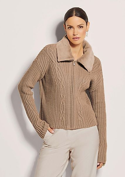 MADELEINE Strickjacke Strickjacke mit Webpelzkragen günstig online kaufen