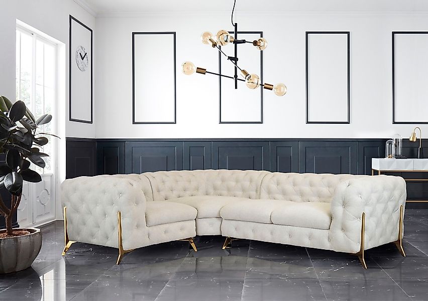 Leonique Chesterfield-Sofa »Amaury L-Form«, moderne Chersterfield-Optik, Br günstig online kaufen