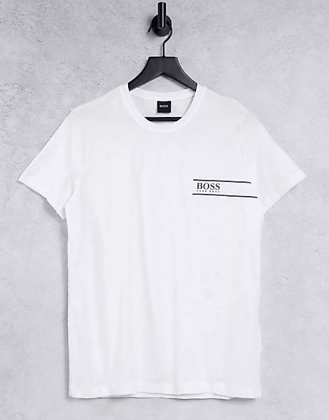 BOSS – Bodywear – Weißes T-Shirt mit Logo auf der Brust günstig online kaufen