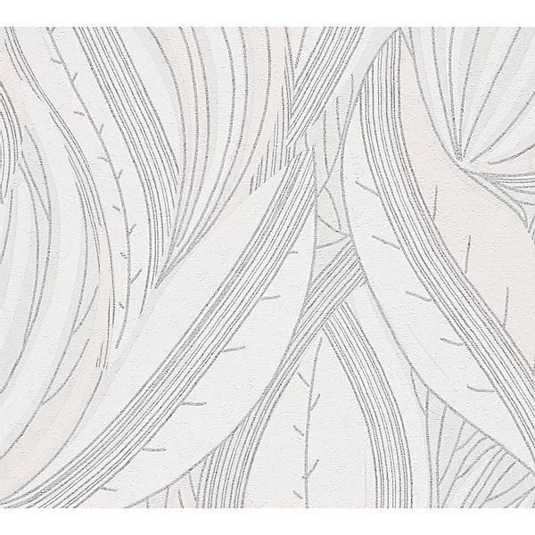 A.S. Creation Vliestapete Blätter Floral Modern 10,05 m x 0,53 m Weiß-Grau günstig online kaufen