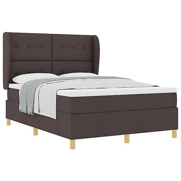 vidaXL Bett Boxspringbett mit Matratze Dunkelbraun 140x190 cm Stoff (1-tlg) günstig online kaufen