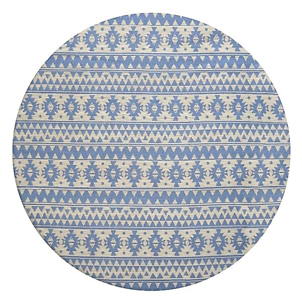 MeGusta Flachflor Teppich Vintage Hellblau Polyester (D) Ø 120 cm Luisa günstig online kaufen