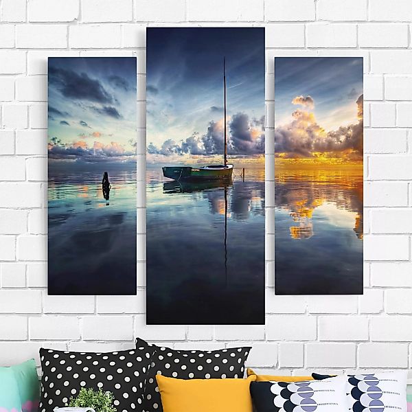 3-teiliges Leinwandbild Strand - Querformat Time For Reflection günstig online kaufen