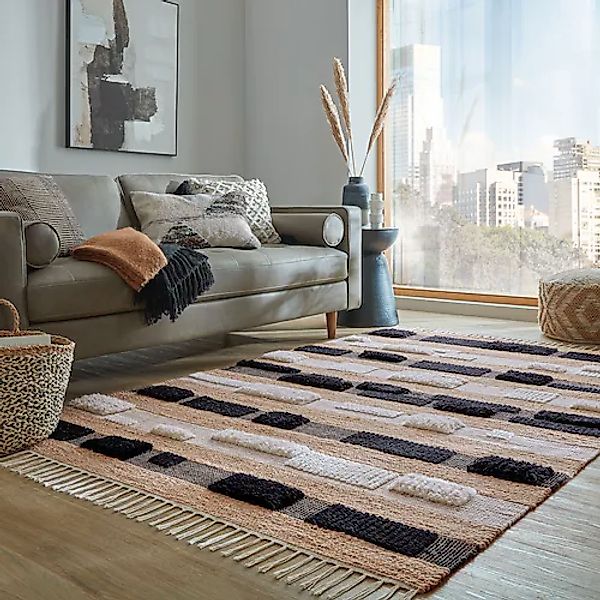 FLAIR RUGS Teppich »MEDINA BLOCKS«, rechteckig, 22 mm Höhe, Jute/-und Wollm günstig online kaufen