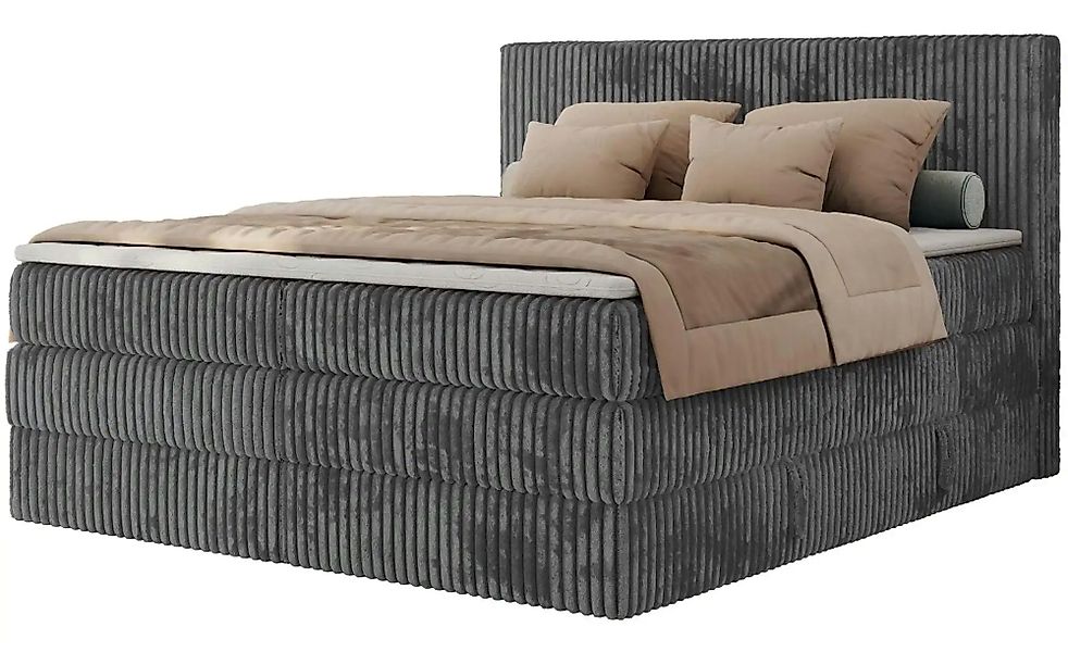 Boxspringbett mit Bettkasten Tiliano King ¦ grau ¦ Maße (cm): B: 146 H: 119 günstig online kaufen
