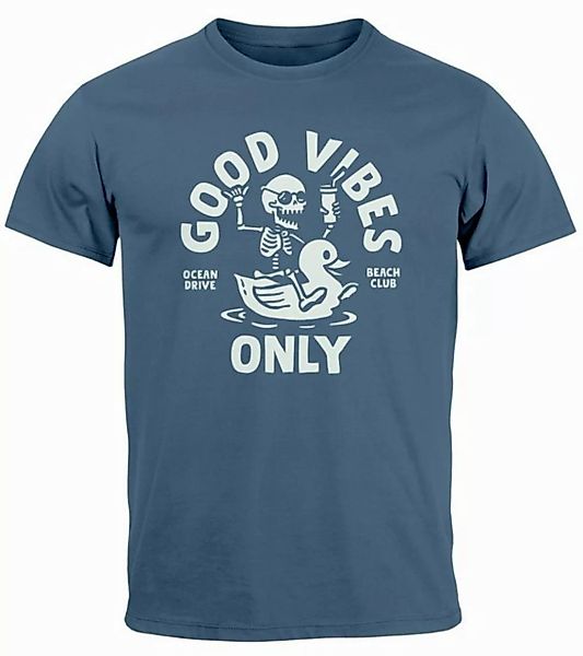 Neverless Print-Shirt Herren T-Shirt Printshirt Spruch Good Vibes Only Skel günstig online kaufen