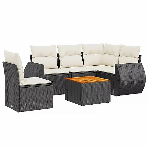 vidaXL 6-tlg Garten-Sofagarnitur mit Kissen Schwarz Poly Rattan Modell 111 günstig online kaufen