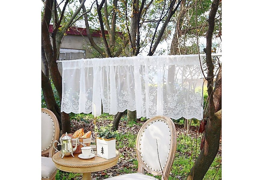 BTTO V&G Scheibengardine Vorhang,Floral Spitze Kurze Scheibengardinen (1 St günstig online kaufen