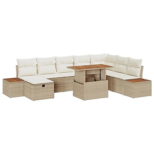 vidaXL Garten-Sofa-Set 9-Tlg Beige Poly Rattan 3361423 günstig online kaufen